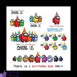 among us birthday bundle svg, birthday svg, among us svg, among us shirt, video game svg, gamer svg, birthday boy svg, b
