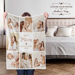 Personalized Photo Blanket, Custom Mothers Day Blanket, Gift For Grandma, Personalized New Mom Blanket, Personalized Mom