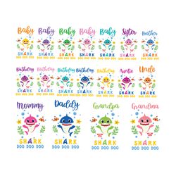 baby shark bundle svg, trending svg, birthday svg, family svg, baby shark birthday, baby shark family, baby shark svg, a