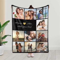 Personalized Flannel Throw Blankets for Adult Kid, Custom Blanket with Photos Text, Personalized Throws, Housewarming Gi