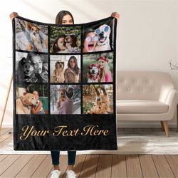 Customizable Photo Blanket Collage, Personalized Gift for Pets, Blanket with Text, Super Cozy Blanket, Picture Collage F