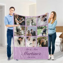 Customizable Photo Blanket Collage, Personalized Gift for Brides/Groom, Blanket with Text, Super Cozy Blanket, Picture C