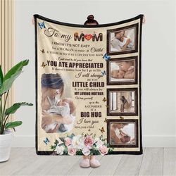 To My Mom Photo Blanket, Mother's day Blanket gift, Mom Blanket Personalized, Custom Blanket with Picture, Mom Birthday