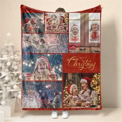 Christmas Photo Blanket Personalized, Christmas Throw Gift, Memorial Blanket, Custom Photo Collage Blanket, Family Chris