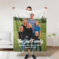 Family Photo Blanket, Father's Day Gift from Kids, Personalized Blanket with Photo Collage, Cozy Minky Blanket, Custom N