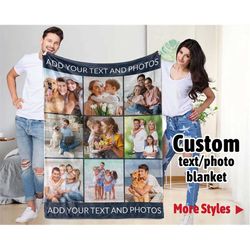 Personalized Photo Blanket for Adults, Custom Blanket with Pictures, Blankets Personalized, Name picture Blanket, 2022 C
