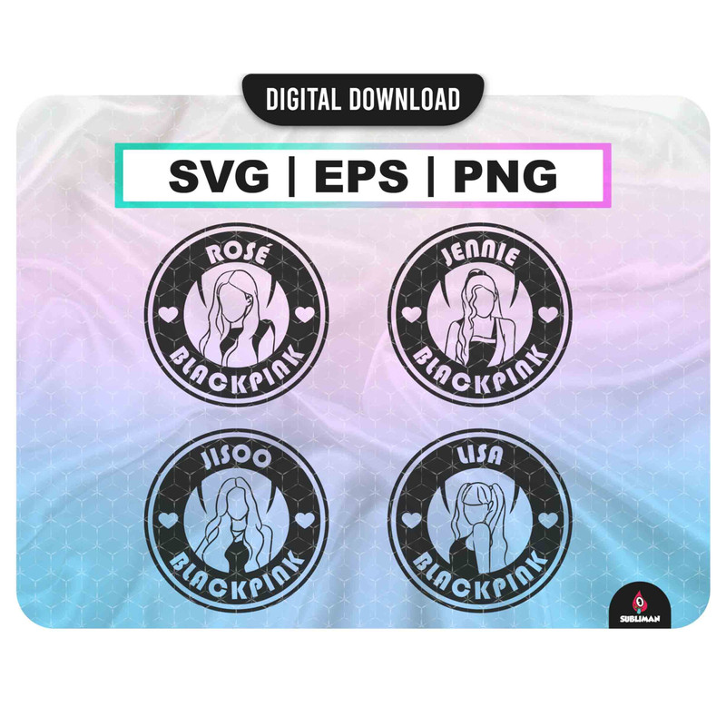 Blackpink member  SVG, PNG  Kpop Star EPS  BlackPink printable decal  Vector files for Cricut - 1.jpg