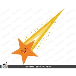 Falling Star SVG  Clip Art Cut File Silhouette dxf eps png jpg  Instant Digital Download