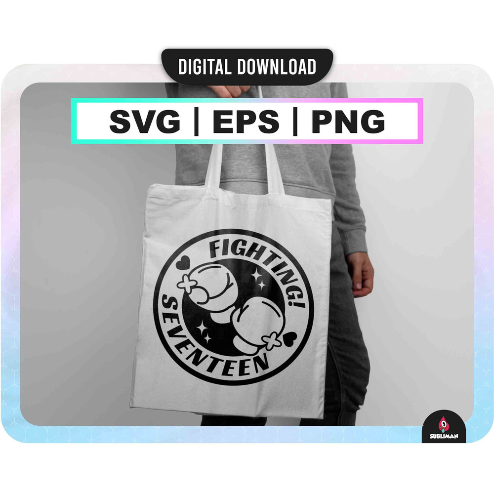 Fighting Seventeen SVG  seventeen Bss kpop PNG  Kpop Star EPS  Seventeen member lightstick decal  vector files for Cricut - 2.jpg