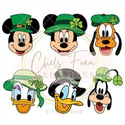 st. patricks day mick and friends bundle svg, png, dxf, eps files, cut files, cricut, vector file duck mouse goofy
