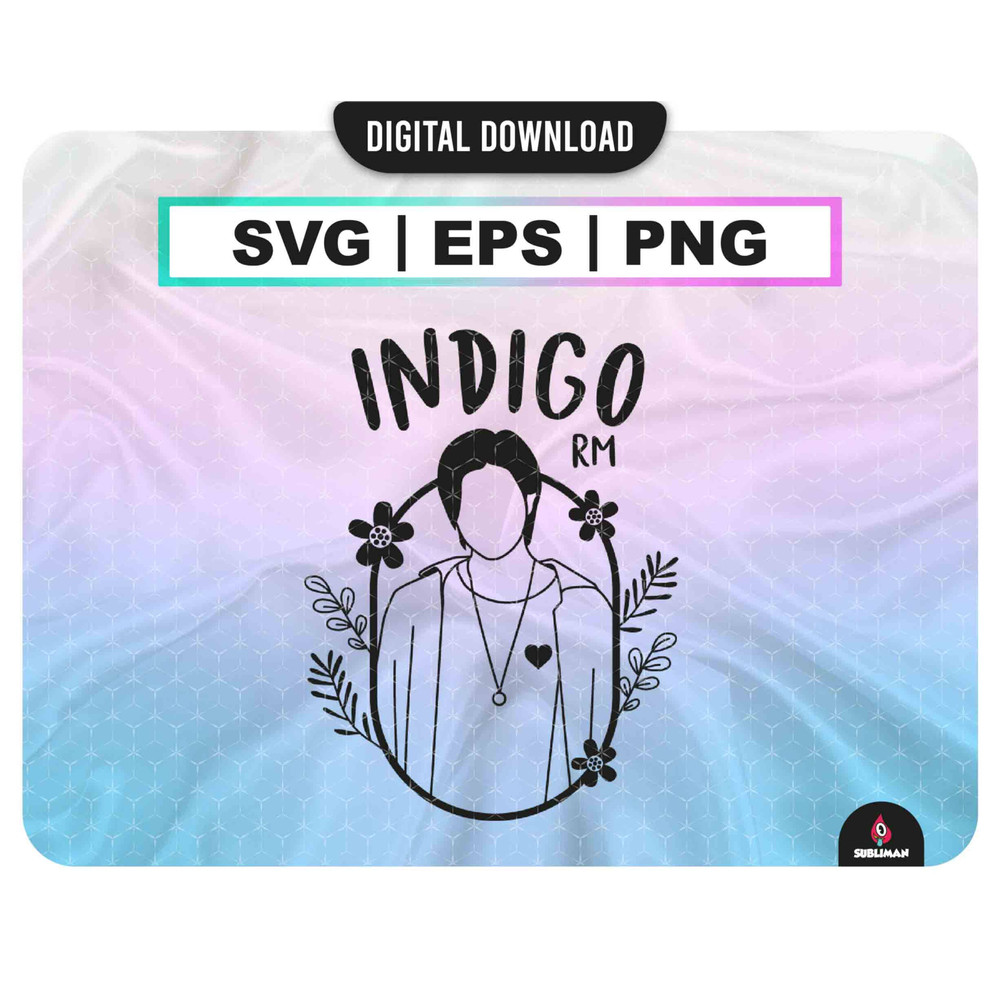 INDIGO RM Svg  Kpop Star  Namjoon Wild Flower PNG  Bts Printable Decal  Vector files for Cricut - 1.jpg
