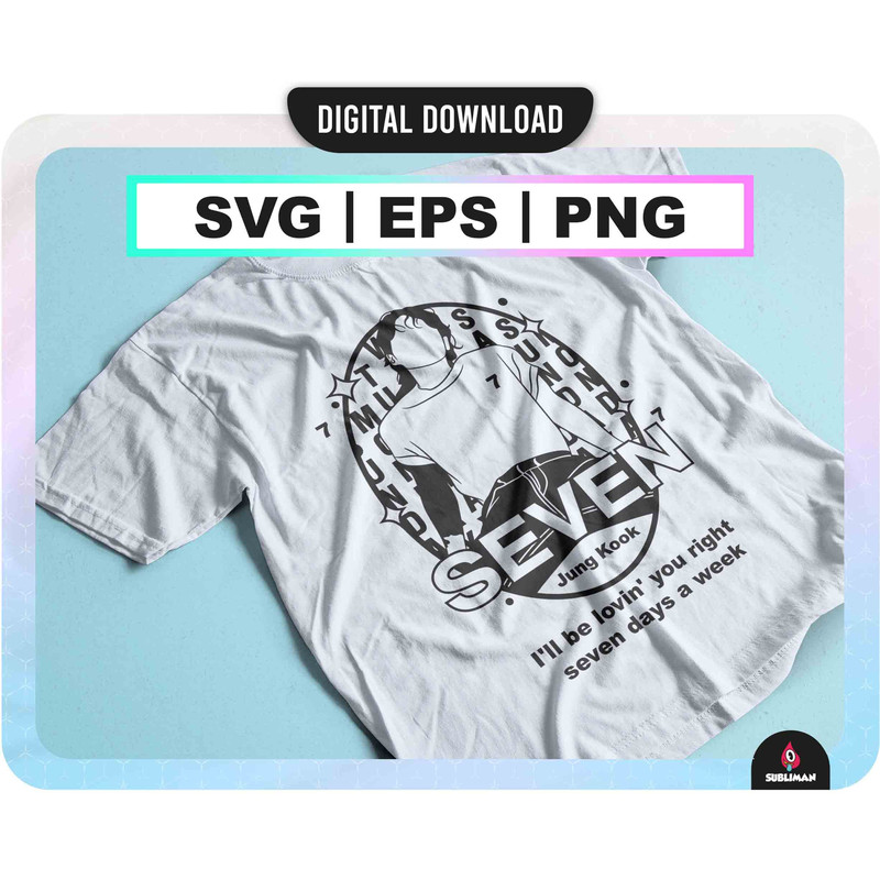 Jungkook - Seven BTS svg bts kpop PNG Jung Kook Bts EPS seven Kpop Star svg archivos vectoriales para Cricut - 2.jpg