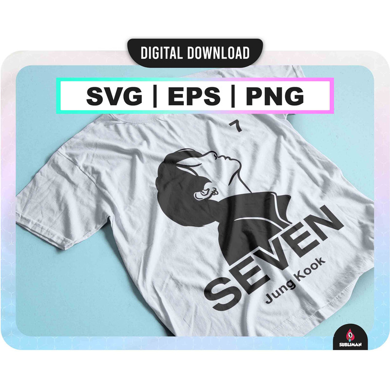 Jungkook - seven SVG bts kpop PNG Jung Kook Bts EPS seven Kpop Star svg archivos vectoriales para Cricut - 2.jpg
