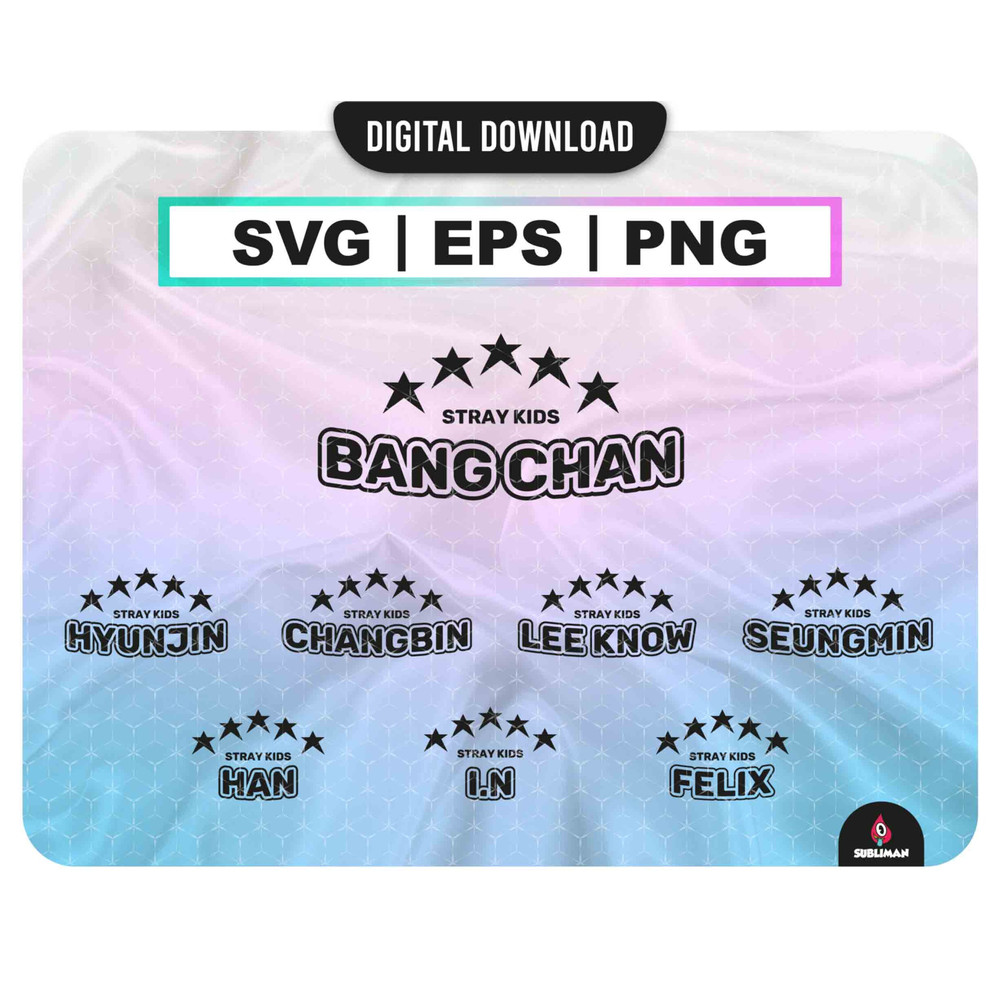 stray kids 5 star SVG stray kids kpop PNG stay EPS Kpop Star svg archivos vectoriales para Cricut - 1.jpg