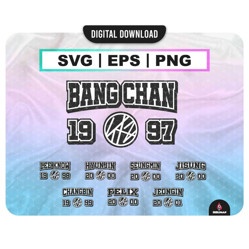 Stray Kids member Svg, Eps Kpop Star PNG Stay decal printable decal Vector files for Cricut - 1.jpg