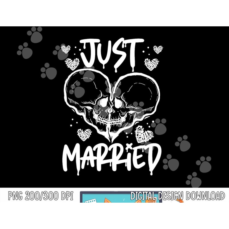 Just Married Halloween Skeleton Bride And Groom Wedding png, sublimation copy.jpg
