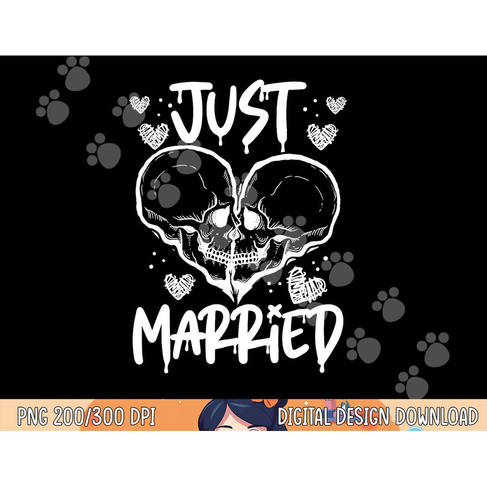 Just Married Halloween Skeleton Bride And Groom Wedding png, sublimation copy.jpg
