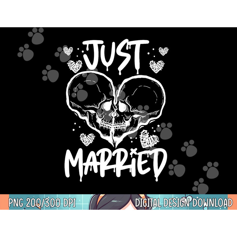 Just Married Halloween Skeleton Bride And Groom Wedding png, sublimation.jpg