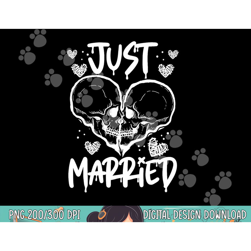 Just Married Halloween Skeleton Bride And Groom Wedding png, sublimation copy.jpg