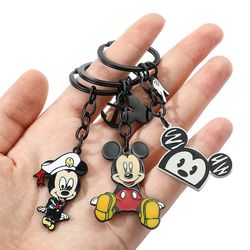 Classic Mickey Mouse Keychain Backpack School Bag Metal Enamel Minnie Anime Pendant Jewelry Keyring Creative