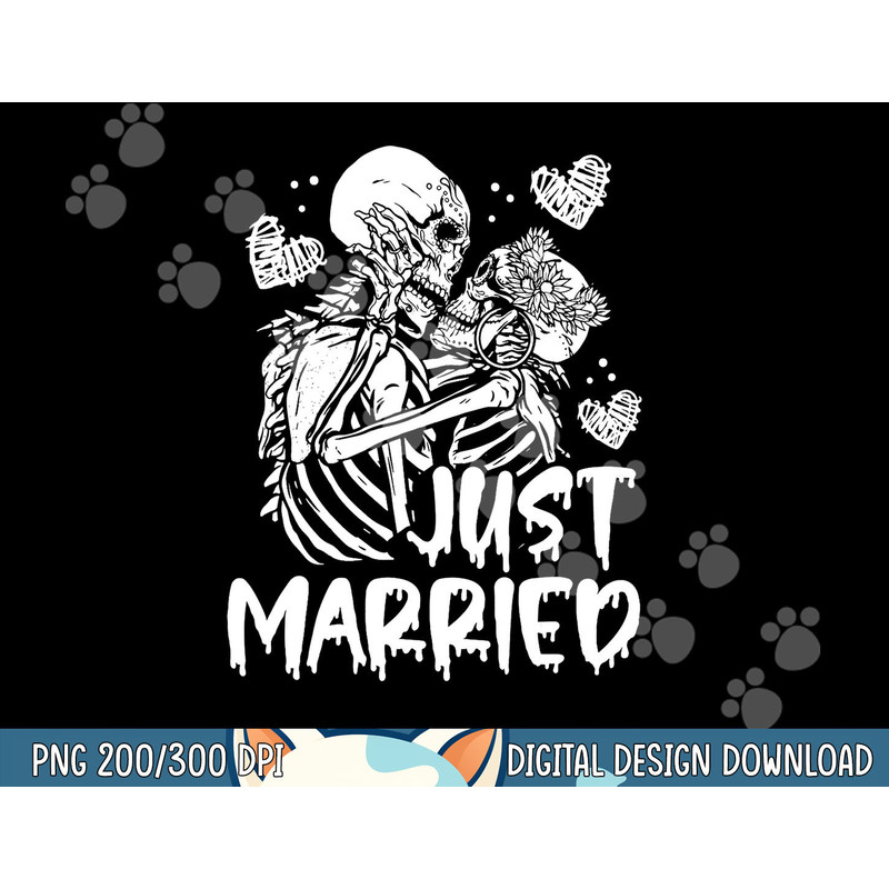 Just Married Halloween Skeleton Bride And Groom Wedding png.jpg