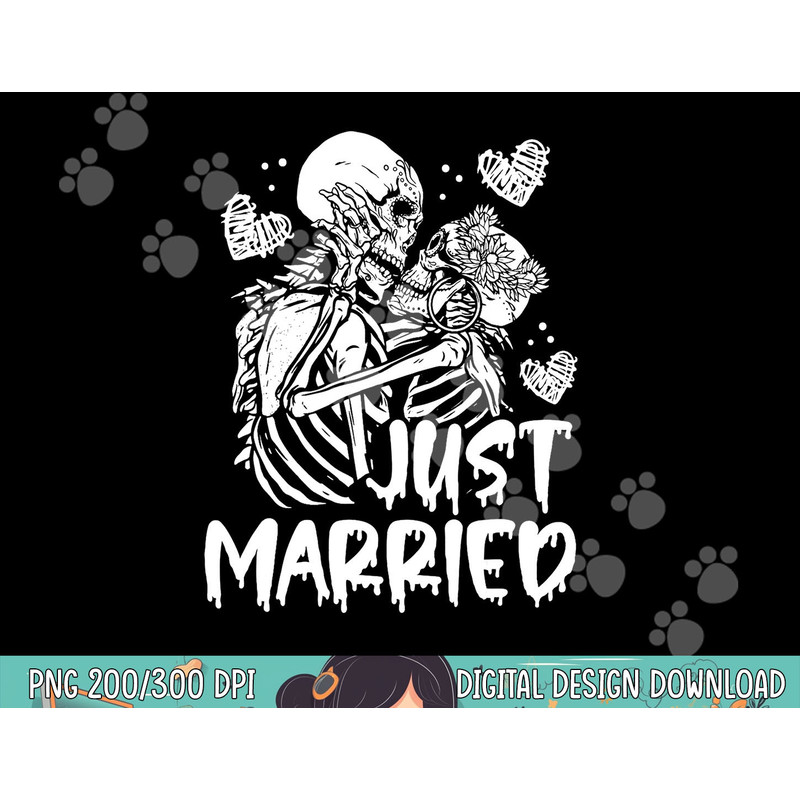 Just Married Halloween Skeleton Bride And Groom Wedding png.jpg