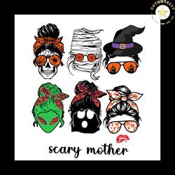 scary mother halloween svg happy halloween vector svg, halloween mom witch gift for halloween day svg, silhouette sublim