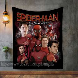 marvel spider man blanket, spider-man photo blanket, spider-man tom holland throw blanket, tom holland blanket collage,