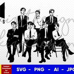 bts bulletproof stencil , svg, png, ai , digital download cut file template for cricut silhouette vector