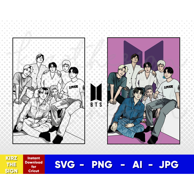 BTS Svg, Png, Ai Digital Download cut file template for Cricut silhouette vector - 1.jpg