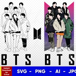 bts f!la , svg, png, ai , digital download cut file template for cricut silhouette vector