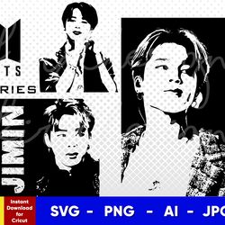 BTS Jimin Stencil , Svg, Png, Ai , Digital Download cut file template for Cricut silhouette vector