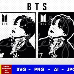 bts jimin stencil , svg, png, ai , digital download cut file template for cricut silhouette vector