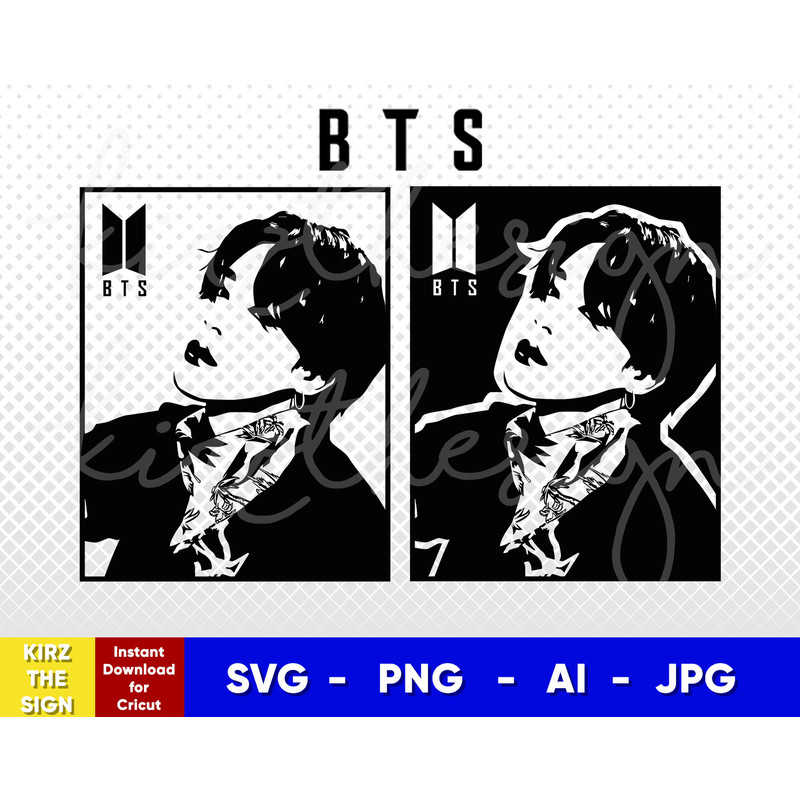 BTS Jimin Stencil Svg, Png, Ai Digital Download cut file template for Cricut silhouette vector - 1.jpg