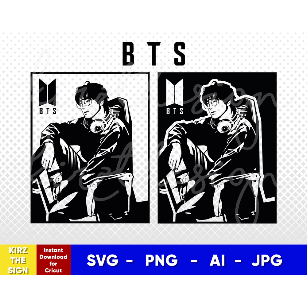 BTS Jin (Seok-jin) Stencil Svg, Png, Ai Digital Download cut file template for Cricut silhouette vector - 1.jpg