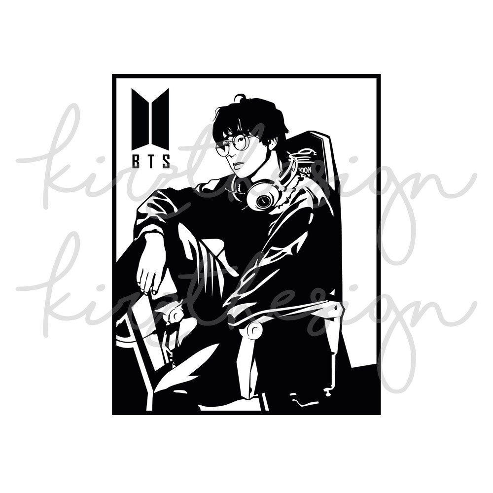 BTS Jin (Seok-jin) Stencil Svg, Png, Ai Digital Download cut file template for Cricut silhouette vector - 2.jpg