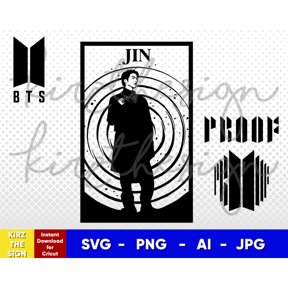 BTS Jin PROOF Stencil Svg, Png, Ai Digital Download cut file template for Cricut silhouette vector - 1.jpg