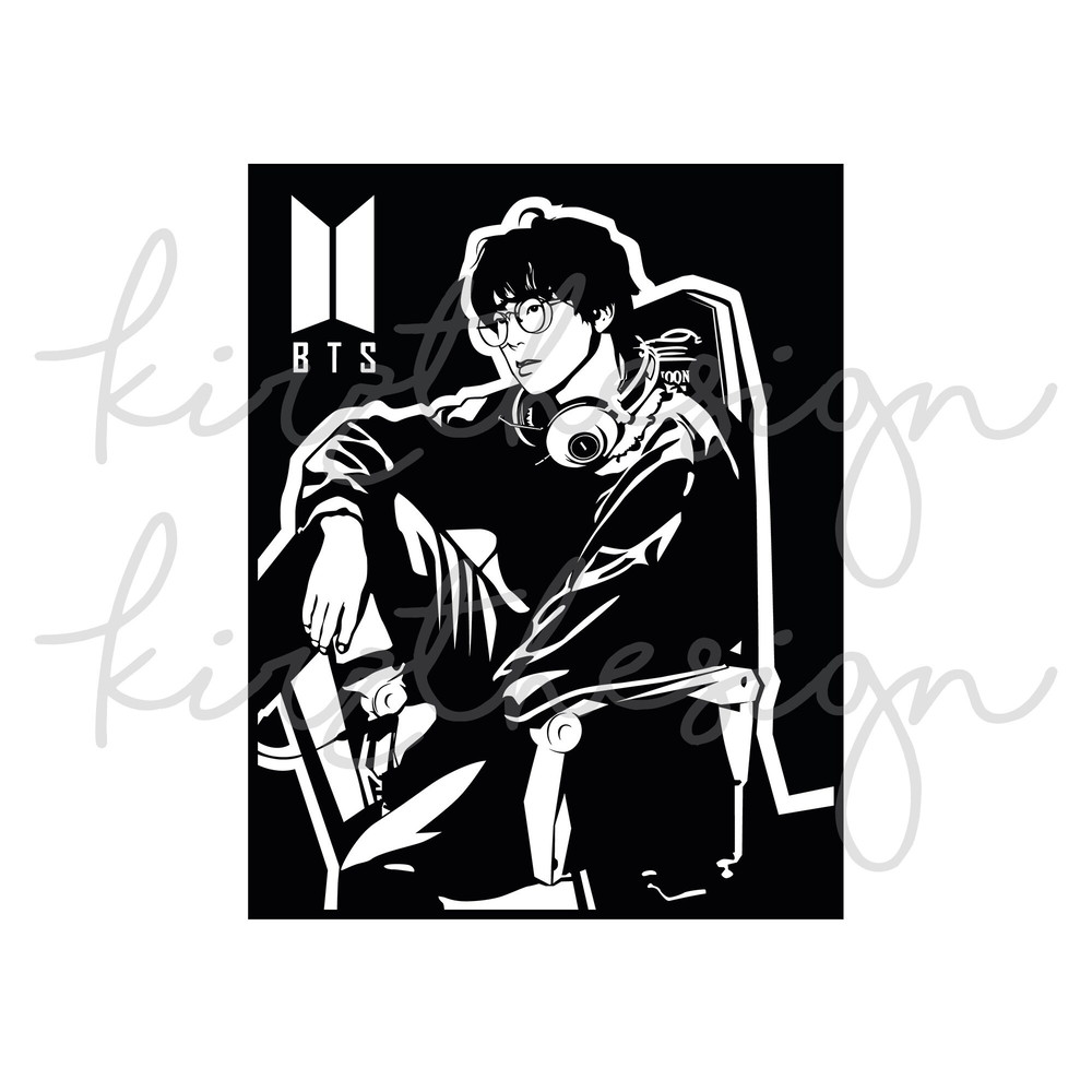 BTS Jin (Seok-jin) Stencil Svg, Png, Ai Digital Download cut file template for Cricut silhouette vector - 3.jpg