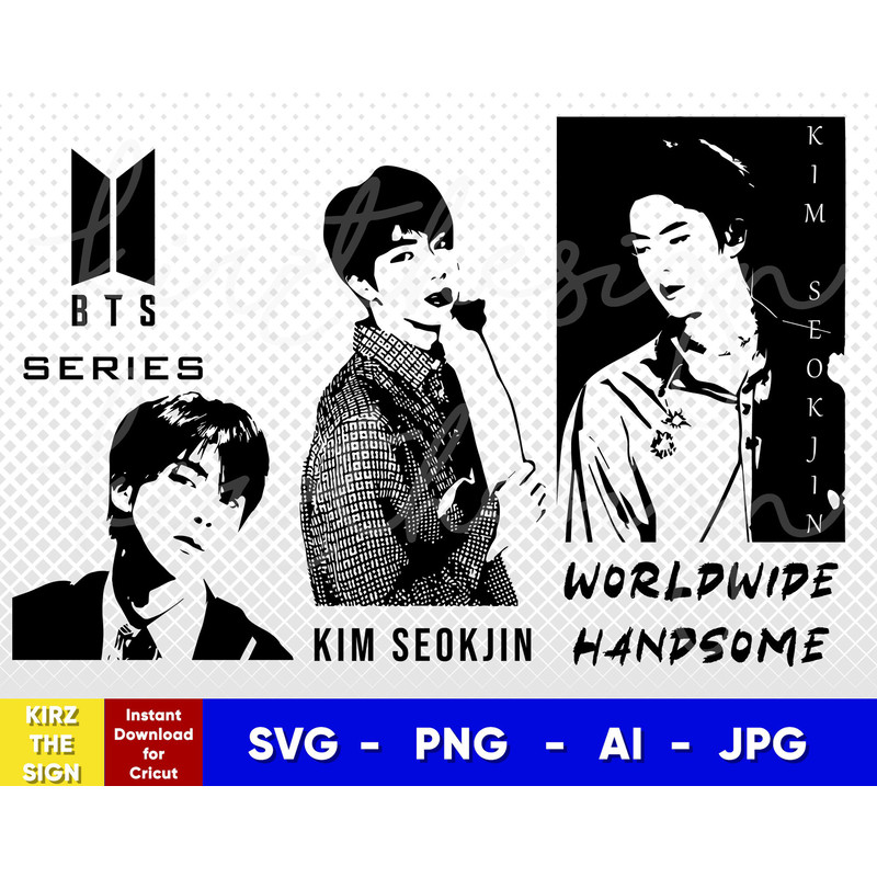 BTS Jin Stencil Svg, Png, Ai Digital Download cut file template for Cricut silhouette vector - 1.jpg
