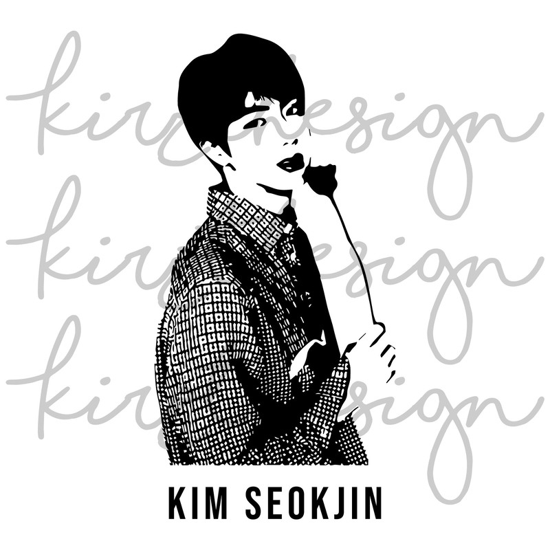 BTS Jin Stencil Svg, Png, Ai Digital Download cut file template for Cricut silhouette vector - 3.jpg