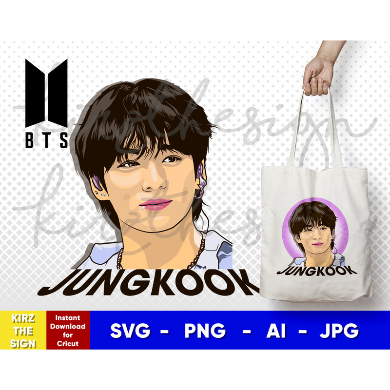 BTS Jungkook (JK) Cut File  Svg, Png, Ai  Digital Downloadable file template for Cricut vector - 1.jpg