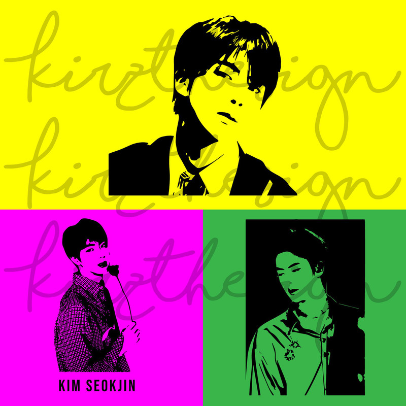 BTS Jin Stencil Svg, Png, Ai Digital Download cut file template for Cricut silhouette vector - 5.jpg