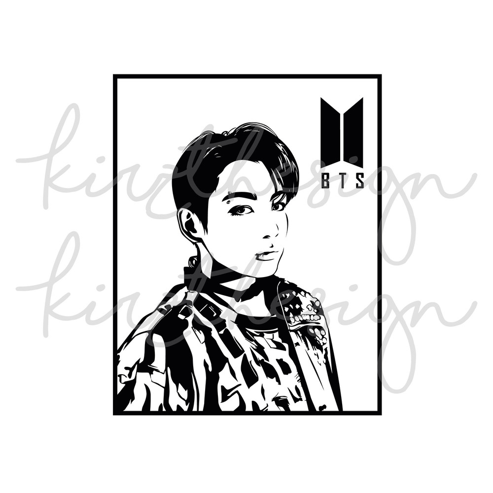 BTS Jungkook (JK) Stencil Svg, Png, Ai Digital Download cut file template for Cricut silhouette vector - 2.jpg