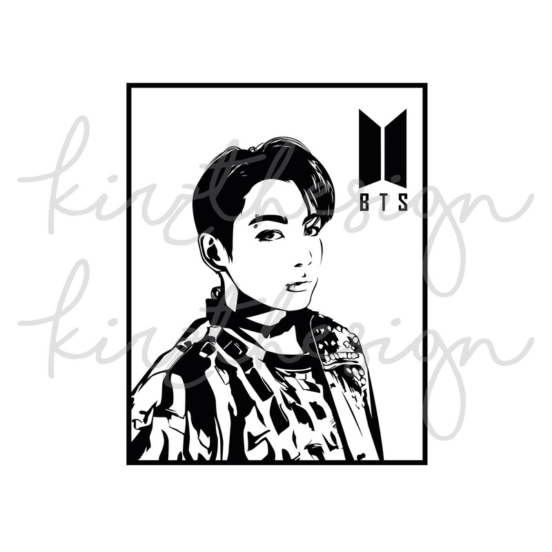 BTS Jungkook (JK) Stencil Svg, Png, Ai Digital Download cut file template for Cricut silhouette vector - 2.jpg