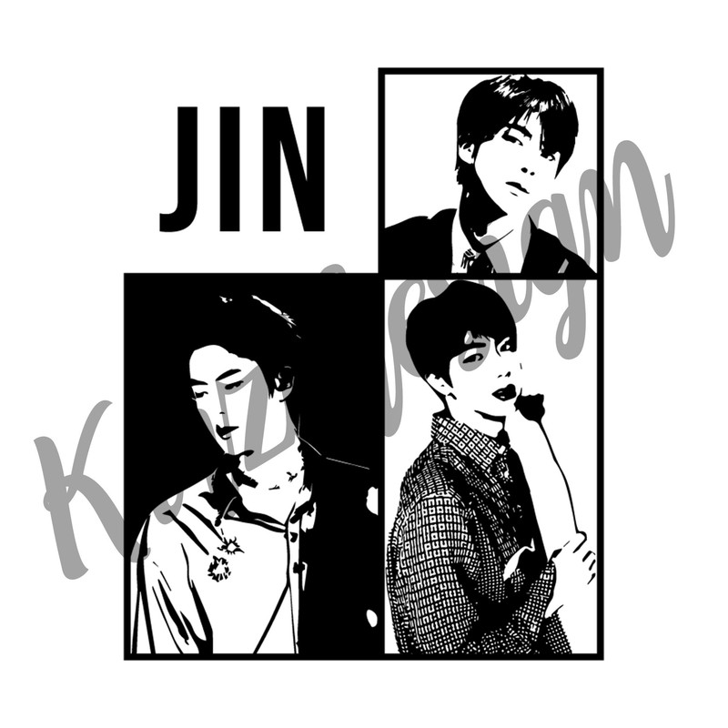 BTS Jin Stencil Svg, Png, Ai Digital Download cut file template for Cricut silhouette vector - 6.jpg