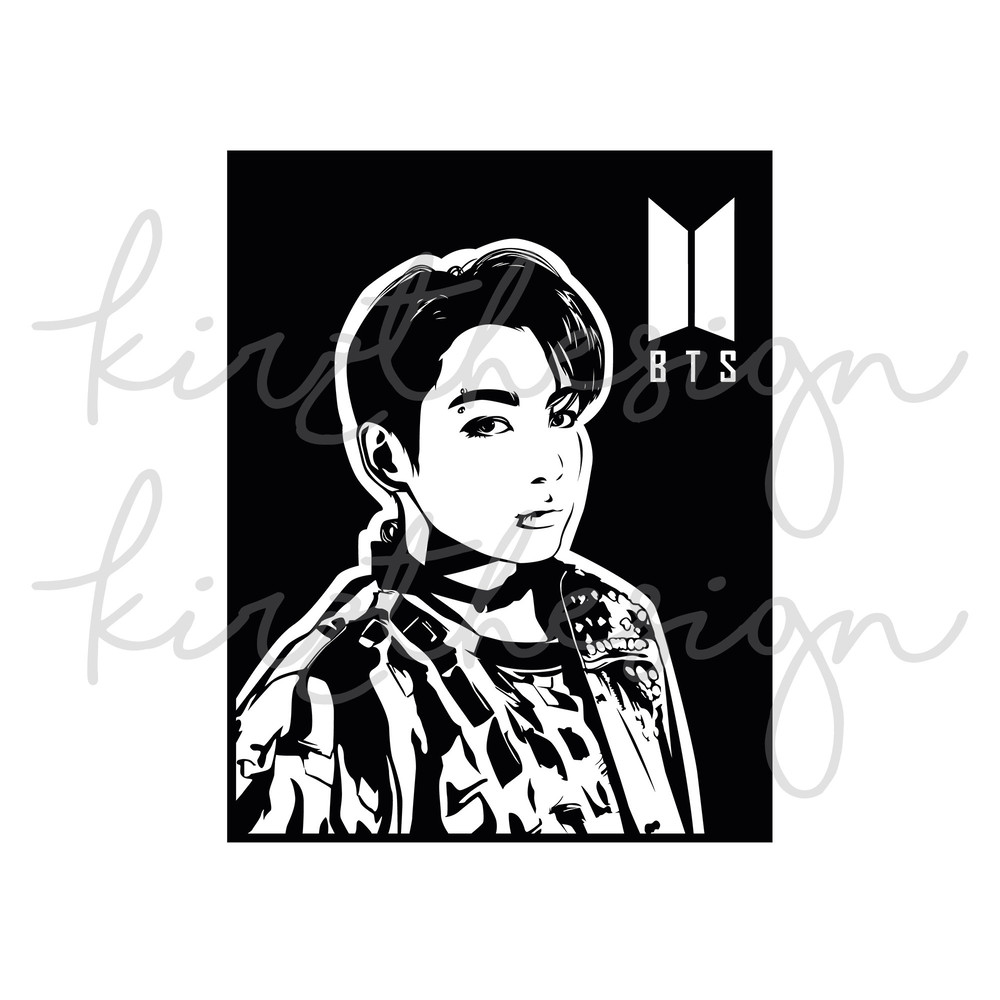 BTS Jungkook (JK) Stencil Svg, Png, Ai Digital Download cut file template for Cricut silhouette vector - 3.jpg