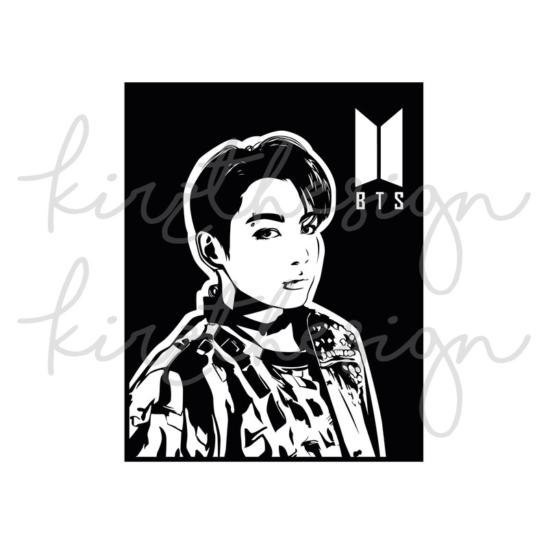 BTS Jungkook (JK) Stencil Svg, Png, Ai Digital Download cut file template for Cricut silhouette vector - 3.jpg