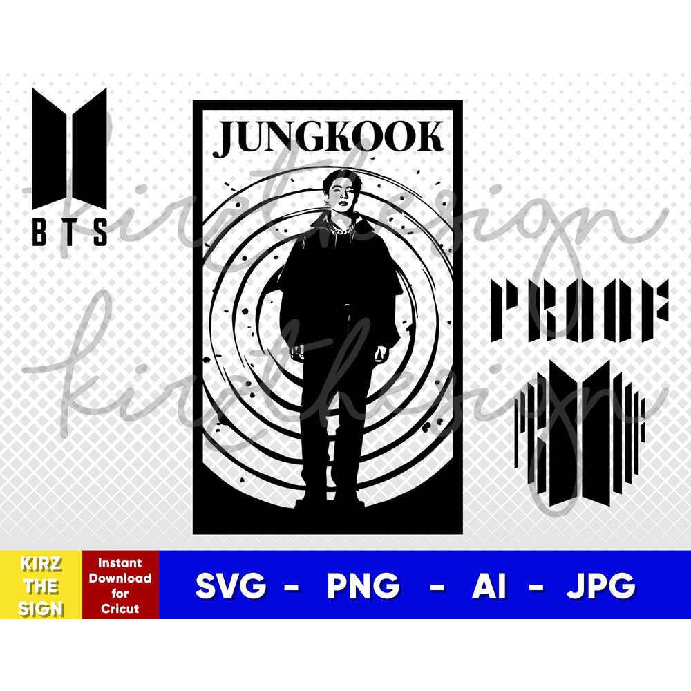 BTS Jungkook PROOF Stencil Svg, Png, Ai Digital Download cut file template for Cricut silhouette vector - 1.jpg