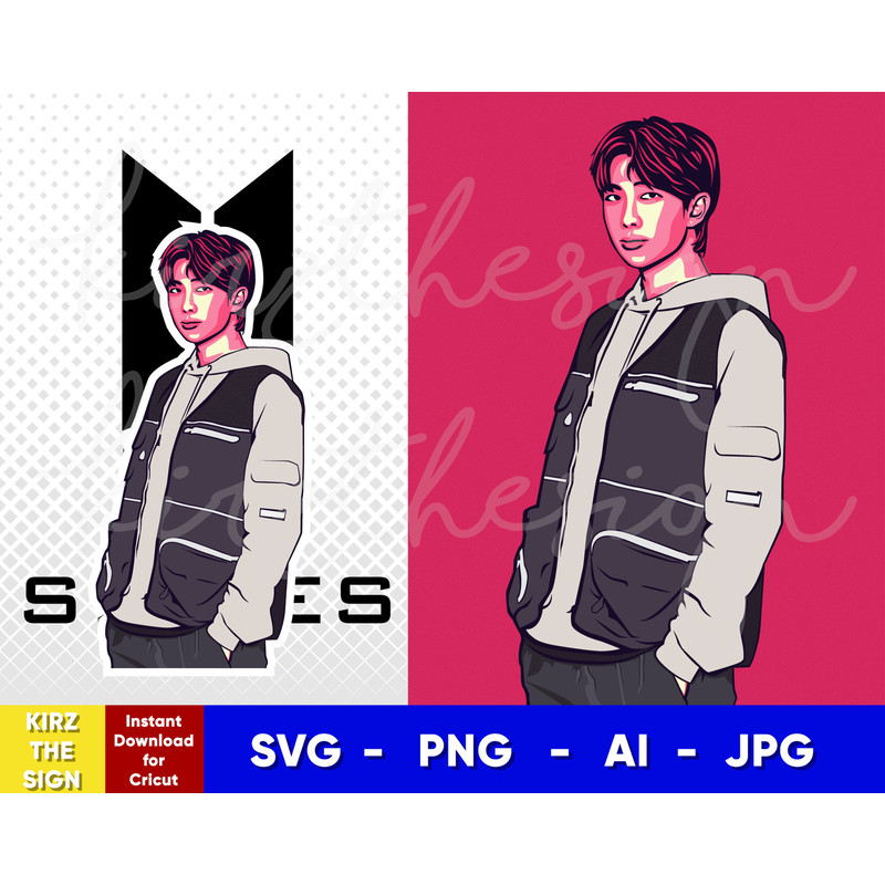 BTS RM Svg, Png, Ai Digital Download Vector for Poster PrintWall Decor - 1.jpg