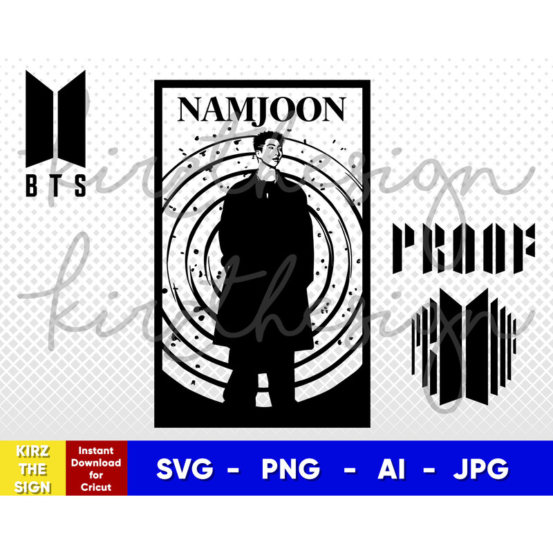 BTS RM (Namjoon) PROOF Stencil Svg, Png, Ai Digital Download cut file template for Cricut silhouette vector - 1.jpg